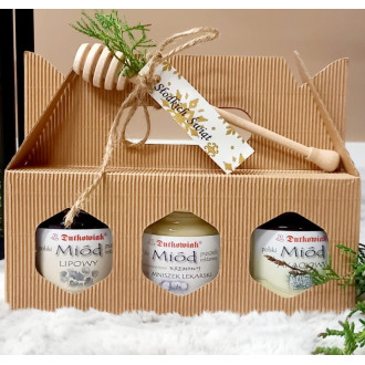 Geschenkset mit 3 Honigen und Honiglöffel